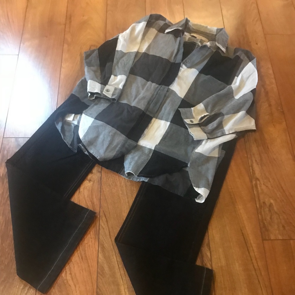Ann Taylor Loft plaid button-up